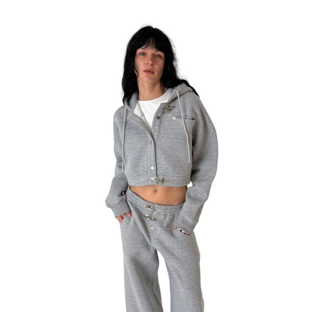 The Ragged Priest Womens/Ladies Crop Hoodie / Gray
